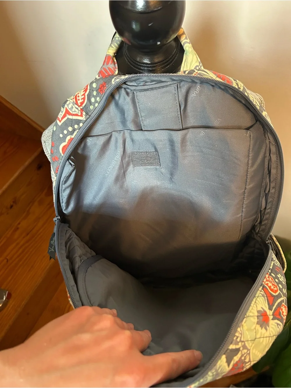 Retired Vera Bradley Nomadic Floral Quilted Large Backpack School red gray